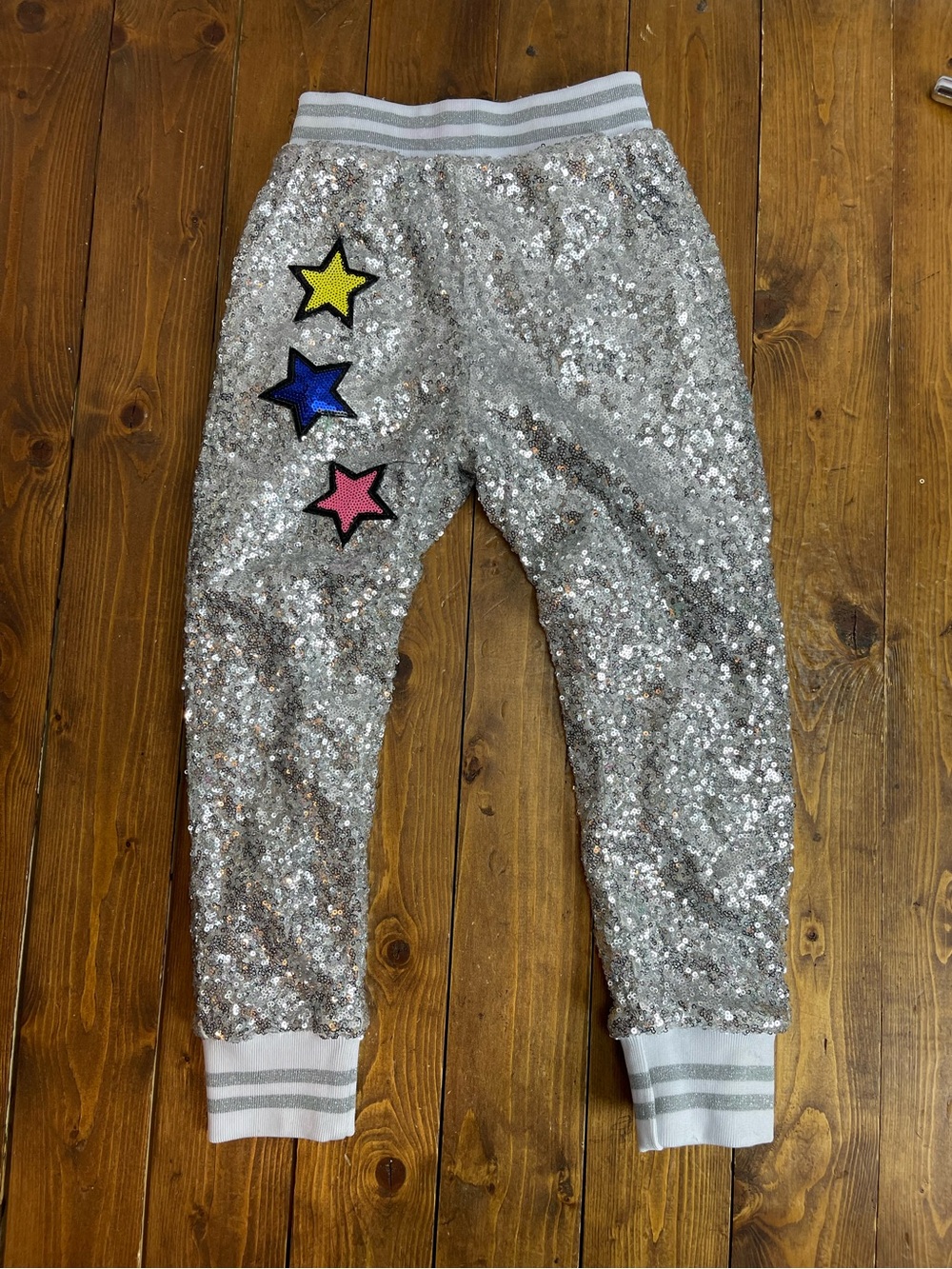 Lola + the boys size 6 silver sequin joggers